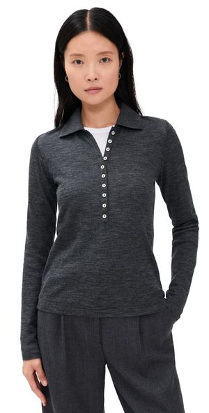 Vince Multi Button Polo Med H Grey XS