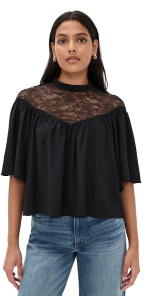 Nili Lotan Lucie Lace Blouse Black XS