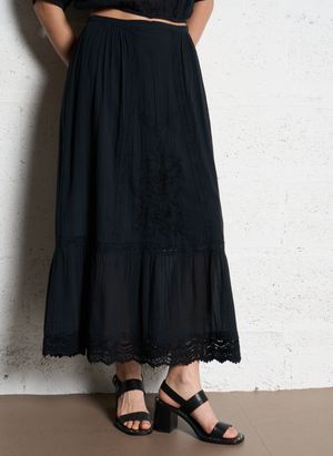 Louise Misha - Jupe longue en coton bio - Taille 40 - Noir