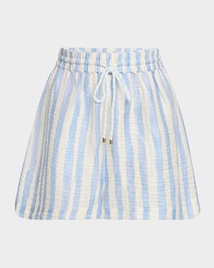 Ana Striped Wide-Leg Beach Shorts