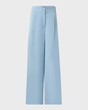Florence Pleated Linen Wide Straight-Leg Pants