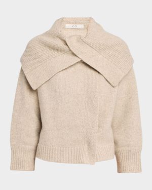 Funnel-Neck Wool-Cashmere Cardigan