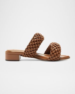 Lilla Leather Mesh Two-Band Sandals