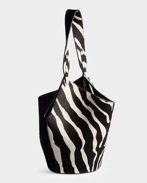 Lotus Mini Zebra-Print Calf Hair and Leather Tote Bag