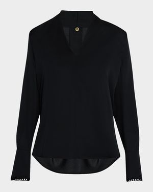 Verily Braided-Trim Silk Blouse