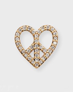 Heart-Shaped Diamond Peace Sign Single Earring