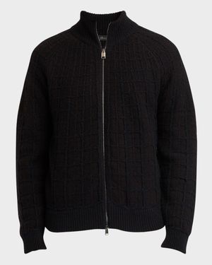 Men's Cashmere Jacquard Full-Zip Sweater