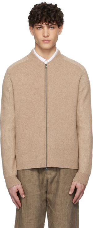 Sunspel Beige Double Faced Bomber Jacket