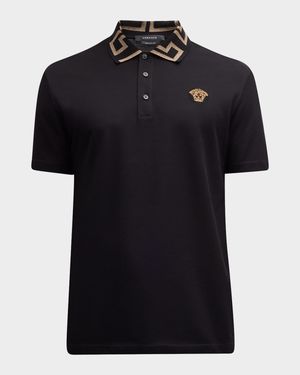 Men's Greca-Collar Polo Shirt