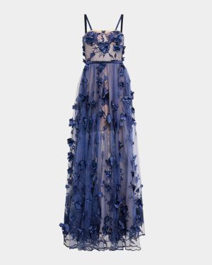 Anastasia Embroidered Floral Applique Gown