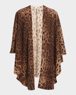 Double-Face Cashmere Leopard-Print Cape