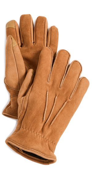 UGG 3 Point Leather Gloves Chestnut M