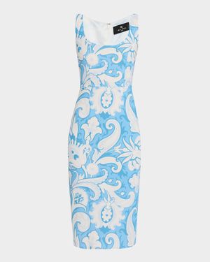 Summer Paisley Square-Neck Cady Dress
