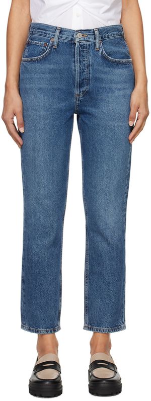 AGOLDE Blue Riley High Rise Straight Crop Jeans