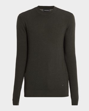 Men's Square Texture Knit Crewneck Sweater