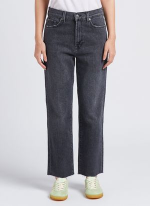 7 For All Mankind - Jean droit taille haute en coton mélangé - Taille 30 - Gris