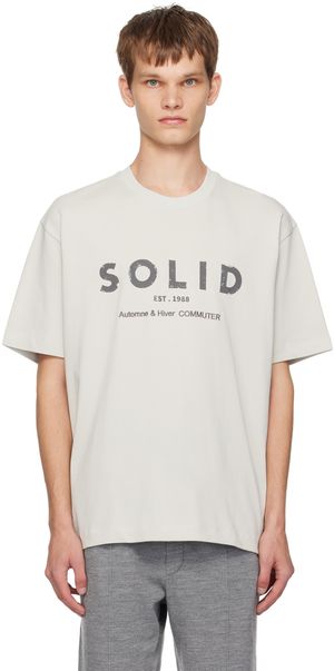Solid Homme Gray 'Solid' Logo T-shirt