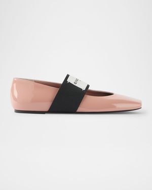 Sliced Square Label Patent Leather Ballerina Flats