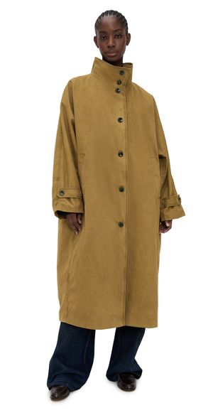 Pixie Market Stand Collar Long Trench Jacket Toffee Brown M/L