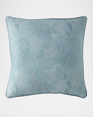 Calathea Embroidered Pillow with Cord, 24" Square