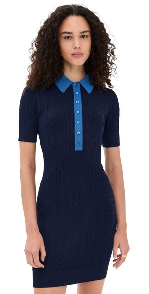 Good American Cable Knit Mini Dress Midnight002 S
