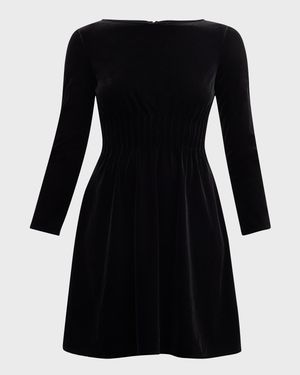 Cinched Stretch Velvet Mini Dress
