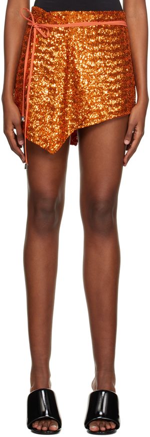 The Attico Orange Sequinned Miniskirt
