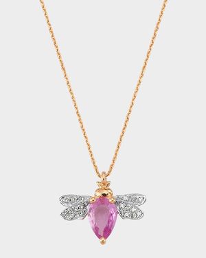 Diamond and Pink Sapphire Bee Necklace
