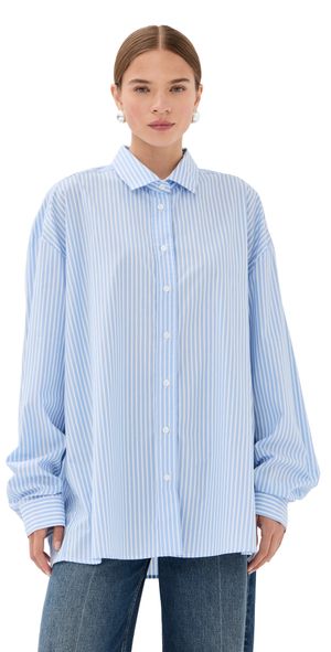 Stella Jean Striped Button Down Blue/White Stripe 42