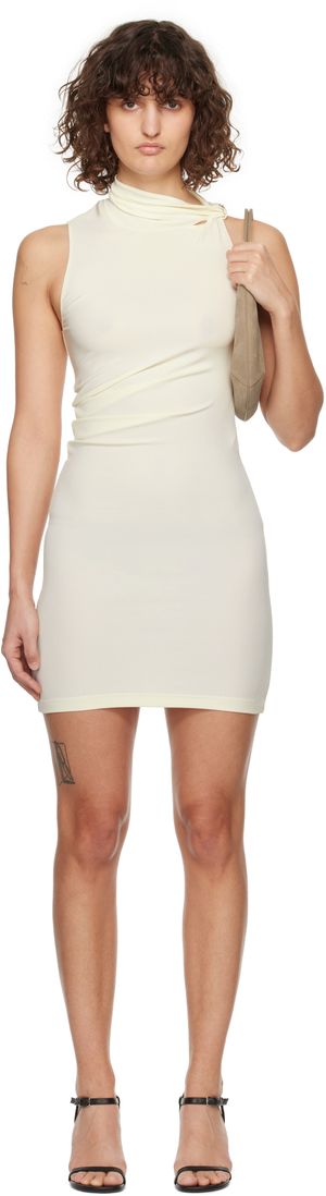 Courrèges Off-White Draped Sleeveless Midi Dress