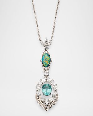 Platinum Diamond, Paraiba Tourmaline, and Black Opal Necklace