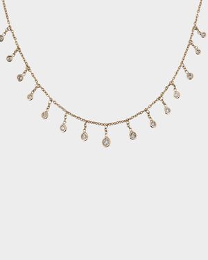 Yellow Gold 15-Diamond Drop Necklace