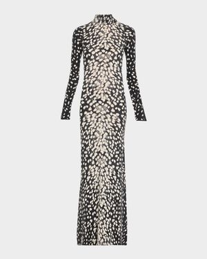 The Camille Animal-Print Cashmere Maxi Dress