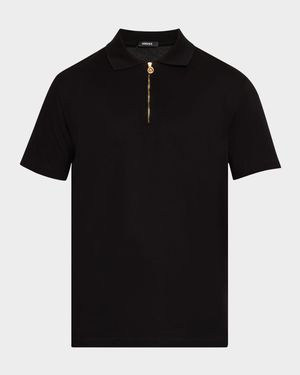 Men's Medusa Zip Pique Polo Shirt