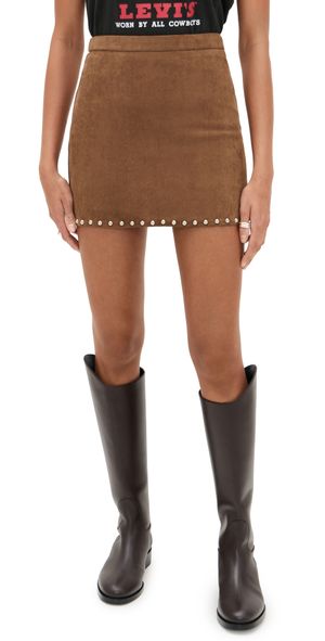 Moon River Moon Stud Detail Mini Skirt Camel S