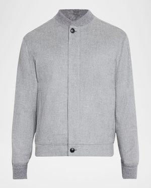 Men's Cashmere Concealed-Zip Blouson Jacket