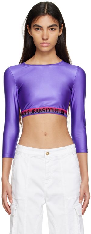 Versace Jeans Couture Purple Jacquard Long Sleeve T-Shirt