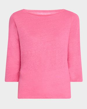 Boat-Neck 3/4-Sleeve Semi-Relaxed Tee