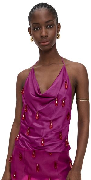 The Wolf Gang Joyas Cowl Top Fuschia XS