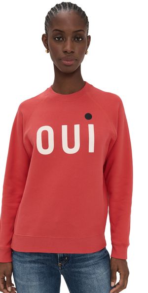Clare V. Oui Sweatshirt Super Red w/ Cream & Black XL