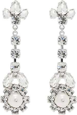 Simone Rocha Silver Victorian Pearl & Crystal Drip Earrings