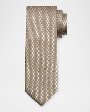 Men's Tonal Geometric Jacquard Silk Tie