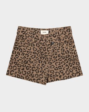 Girl's Lola Leopard-Print Mini Skort, Size 7-16