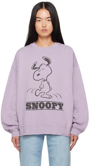Re/Done Pull molletonné mauve à image de Snoopy édition Hanes - Peanuts