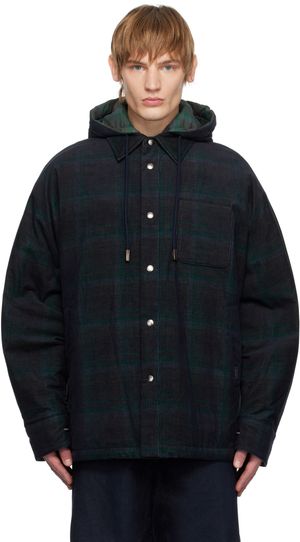 WOOYOUNGMI Navy & Green Check Overshirt