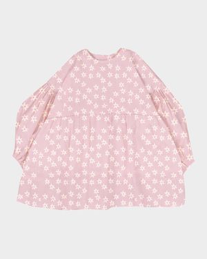 Girl's Long-Sleeve Stars Flowers Dress, Size 6M-36M