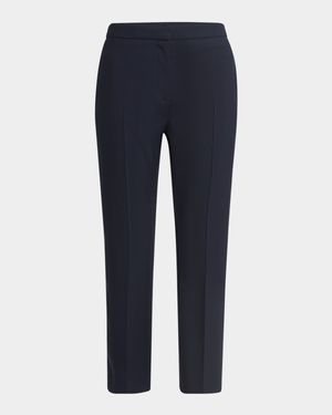 Mid-Rise Straight-Leg Crop Trousers