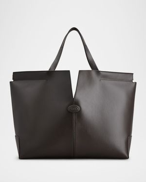 Media Calf Leather Shopper Tote Bag