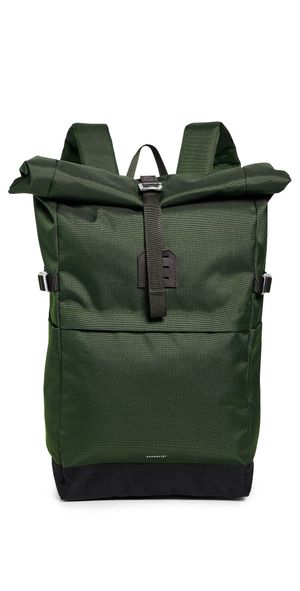 Sandqvist Icon Medium Rolltop Backpack Dawn Green With Dark Brown One Size