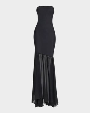 Strapless Illusion Skirt Gown